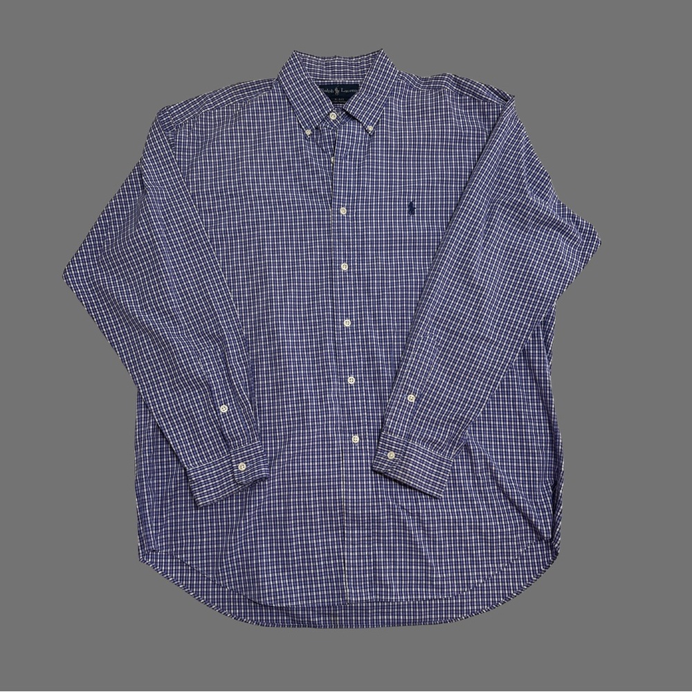 Polo Ralph Lauren Blake Men's Size Large Blue & White Plaid Button Up Shirt
